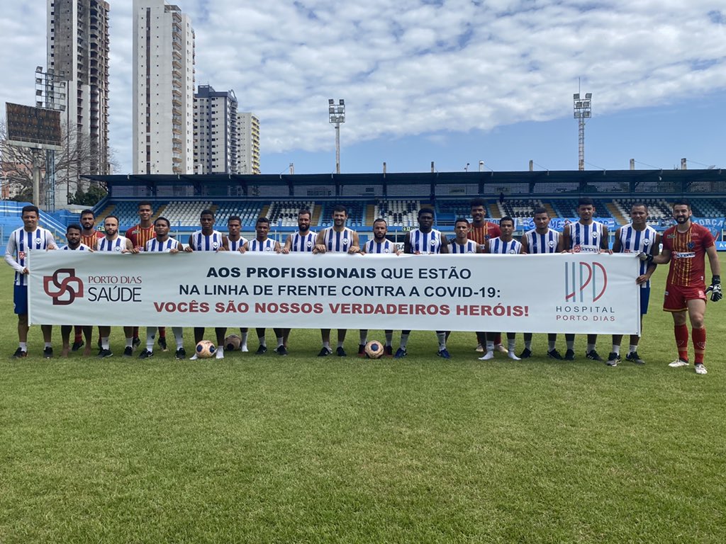 Paysandu realiza testes para covid em elenco e presta homenagem a profissionais de saúde.